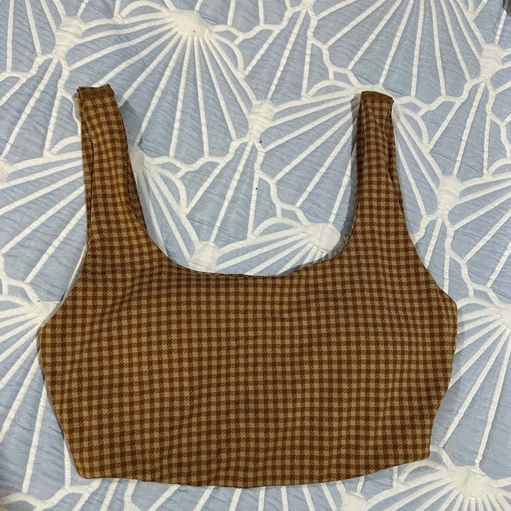 Madewell Brown Checkered Athletic Top